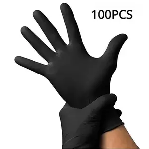 100/50/20PCS Black Nitrile Gloves Thickened Disposable Gloves for Cleaning Hairdressing Waterproof Dishwashing Tattoo Gloves NONE