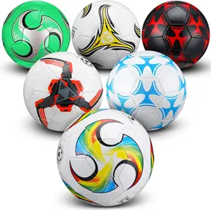 6 Pcs Soccer Ball with Pump Official Size Indoor Outdoor Sport Soccer Ball Bulk Machine Stitched Soccer Gift for Child Teen Adult Game Training