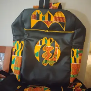 AFRICAN FAUX LEATHER APPLIQUE BACKPACK