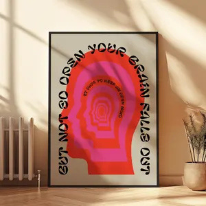 Open Mind Art Print - Contemporary Minimalist Head Illustration Poster, Bold Red and Pink Wall Art, Poster for Modern Home Decor