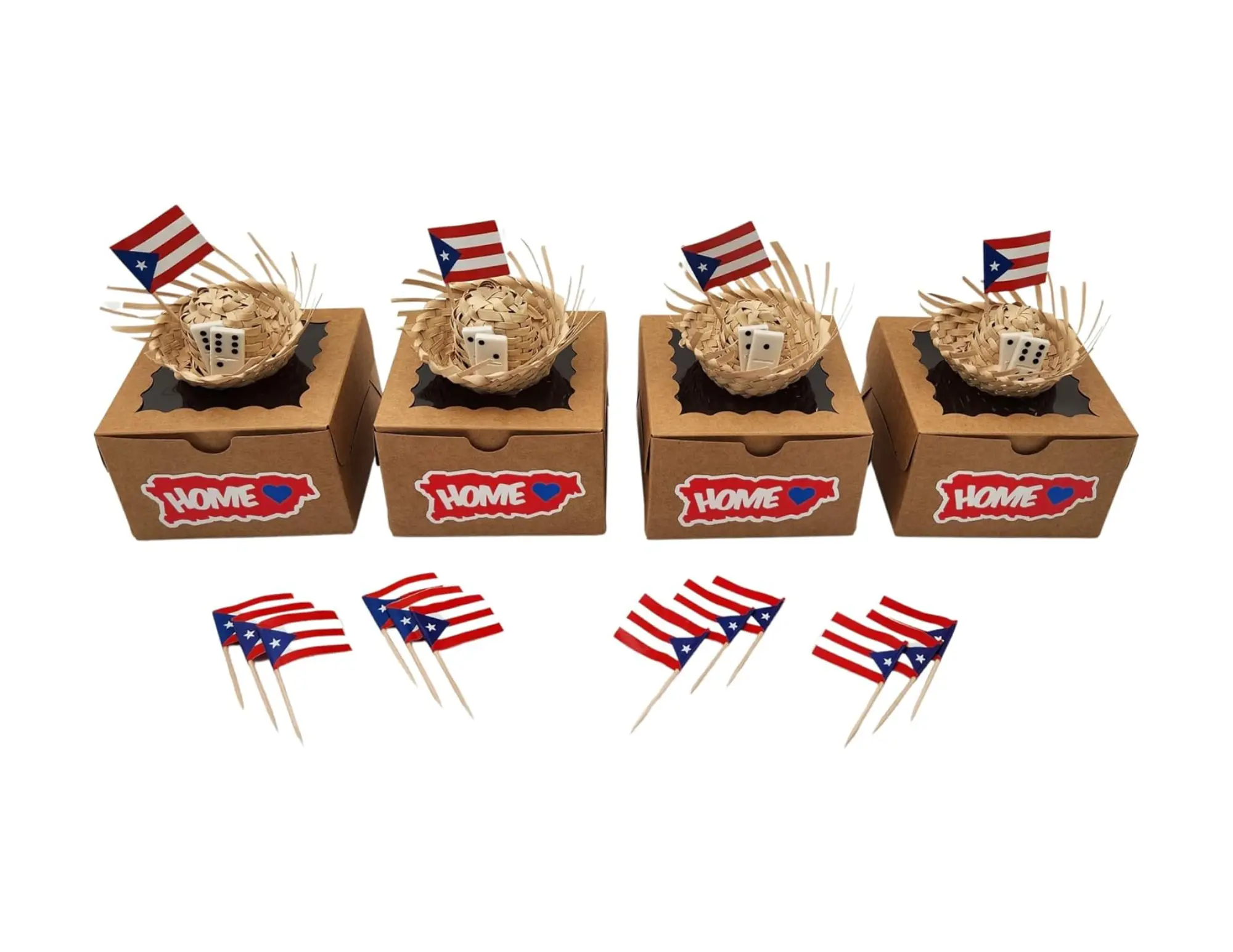 Random Little Finds Puerto Rico Mini Domino Hats Party Favor Gift Boxes, Cultural Fiesta Coquito Treat Box Set for All-Ages Fun, Wedding Pr Party Vibe Supplies