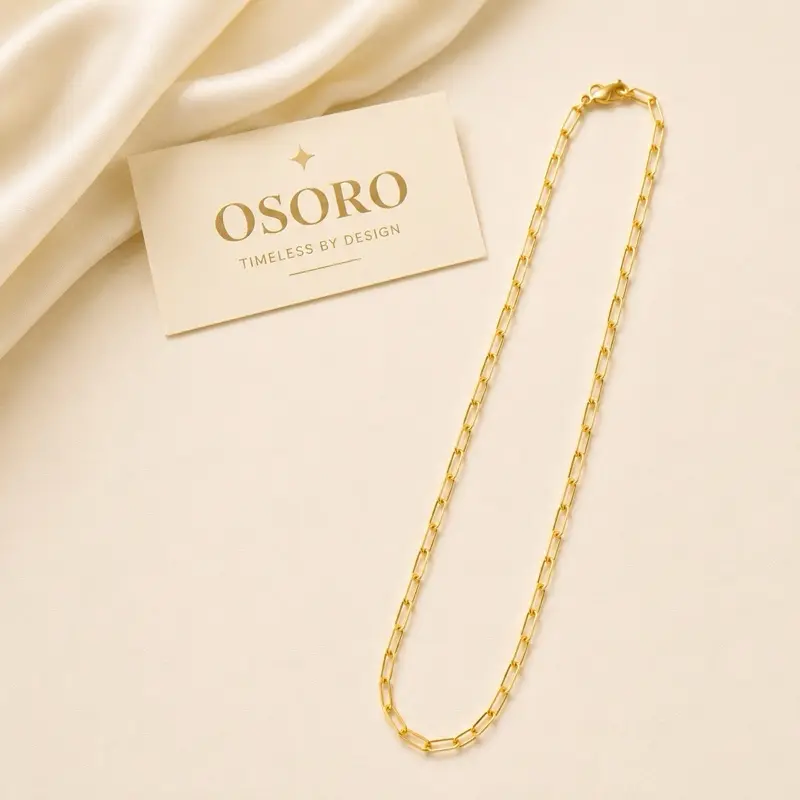 14K Gold Filled Paperclip Chain Necklace 22 inch