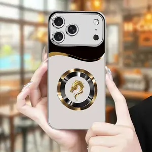 A Brand New Metallic Paint Glass Phone Case Designed in The Shape of a Dragon Head, FeaturingMinimalist Curves And a Stylish High-Quality Electroplated Silver GlasProtective cover compatible with for iphone 16 Pro Max/ 16 Plus/ 16Pro/ 16, 15 Pro Max