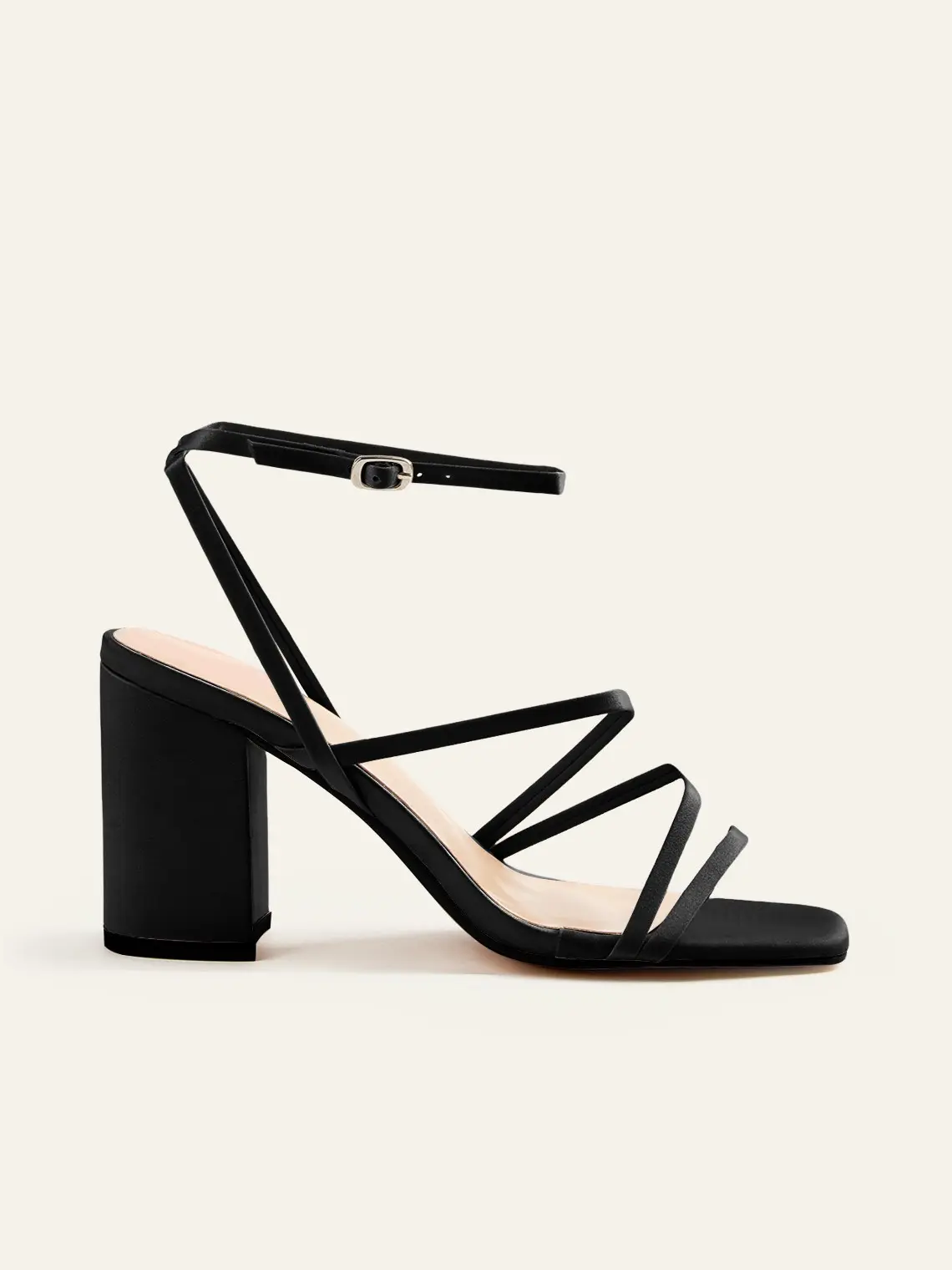 Azazie Matching Color Matte Satin Ankle Strap Block Heel Sandals Ankle Strap Block Heel Elegant Statement Bridal Wedding Evening Party Sandals, Footwear, Shoe