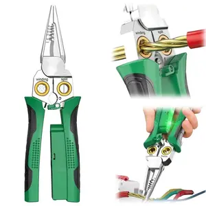 8-in-1 Wire Stripper Multifunctional with Voltage Test Cable Cutters for Scraping Crimping Ergonomic Grip Durable Construction Precision Cutting Tool Kit