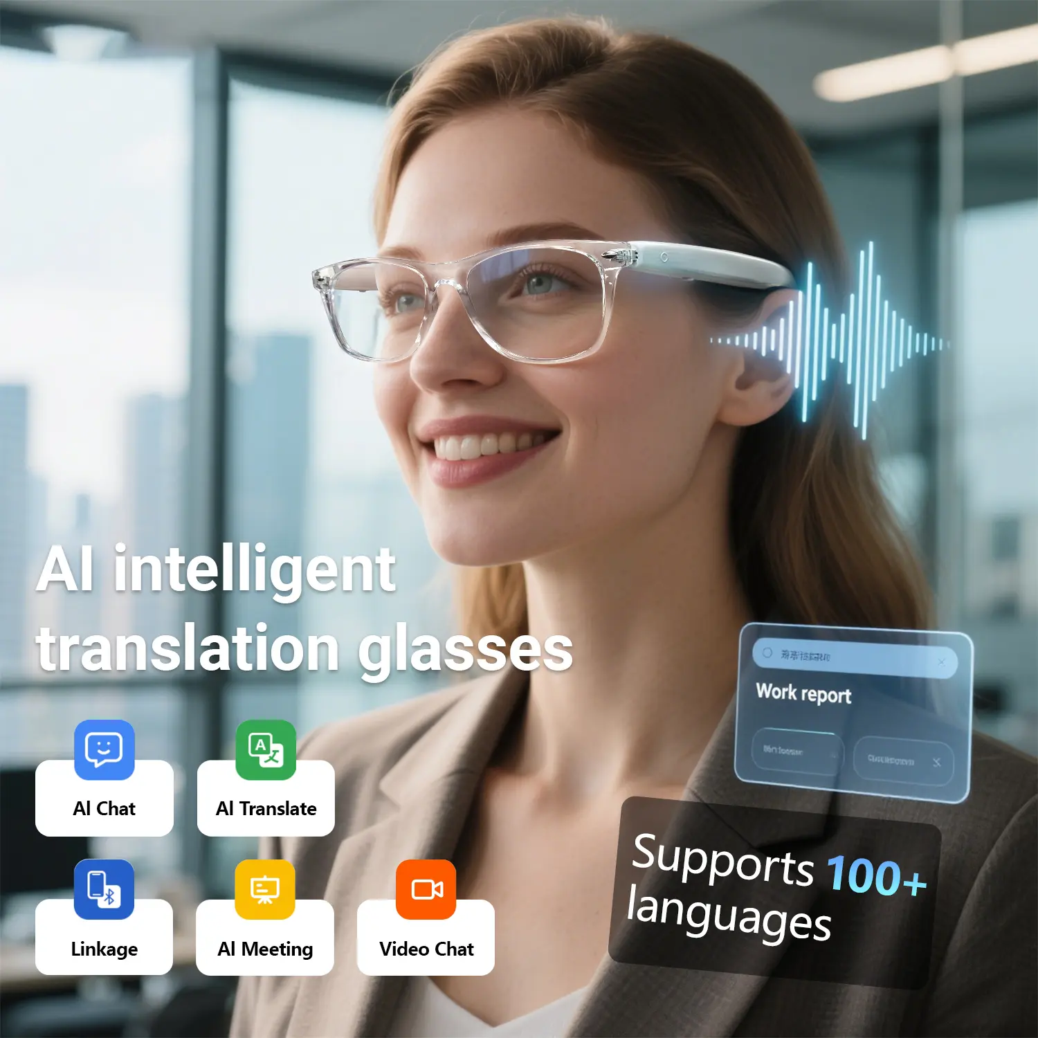 Senbono Smart Glasses Polarized BT Sunglasses with Wireless Audio Eyewear, Microphone Speaker, Ai Translation, Voice Assistant, Bluetooth-compatible Connectivity,Cool Gadgets