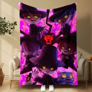 Saja Boys Halloween Blanket, Cozy Throw Blanket, Cute Cartoon Characters, Dark and Adorable Design, Perfect for Sofa, Bedroom Decor, Party Gift