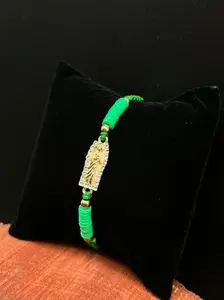 Green String Bracelet St Benito Brass Plated Macrame for Women