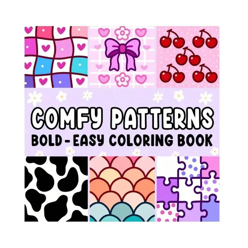 Comfortable Pattern Coloring Book for Adults and Kids, Simple Design, Easy Coloring Book, Relaxing Activity, Stress Relief, Comfy Patterns, Perfect Gift for Christmas, Halloween, Back-To-School