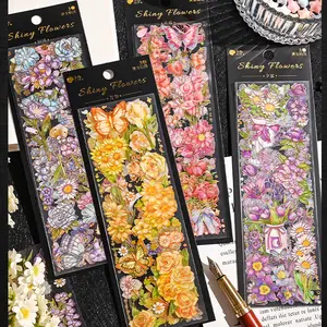 Shiny Flowers Scrapbooking Supplies Stickers Set for Journaling and DIY Decorative Decals Waterproof Self Adhesive Festive Essentials