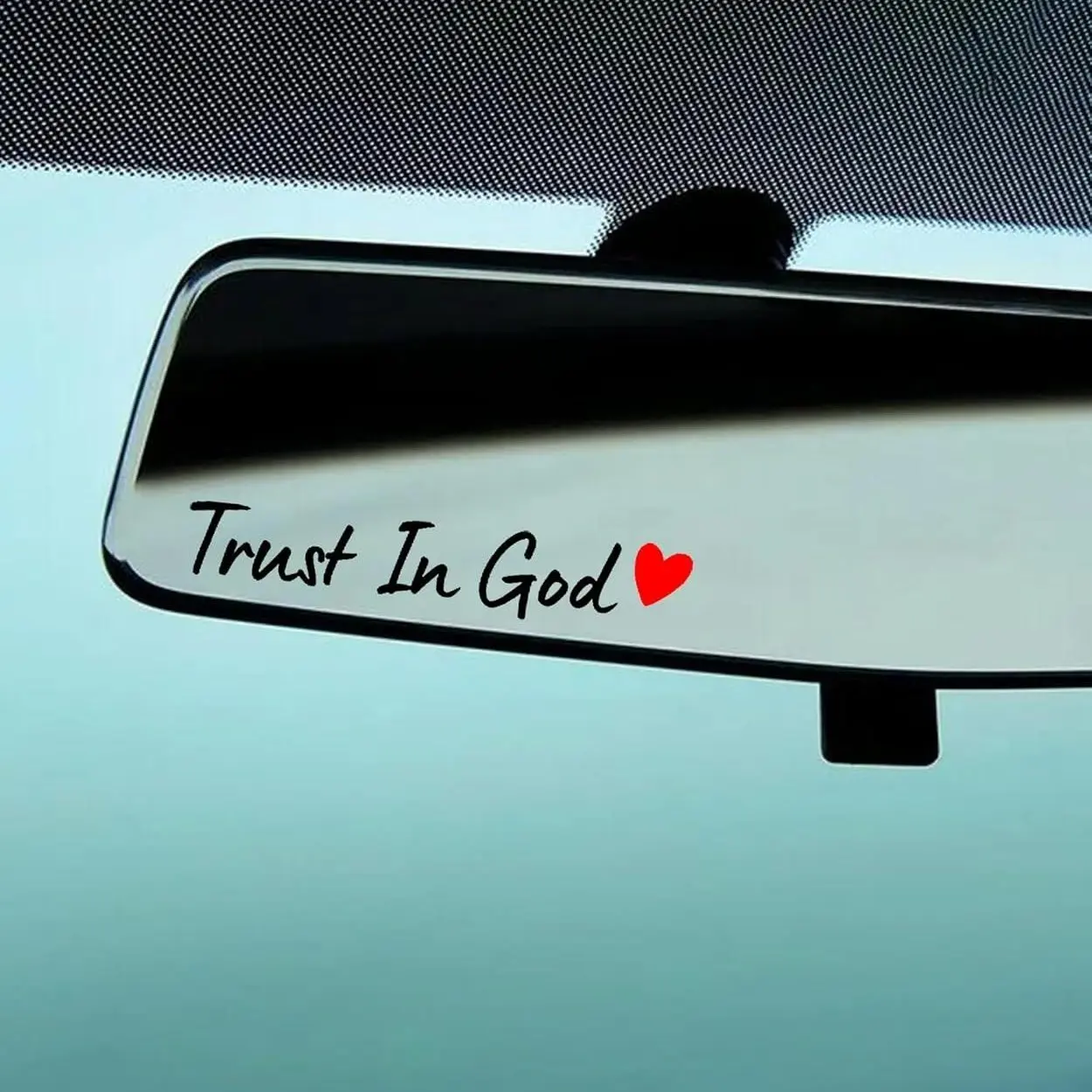 4Pcs Letter Heart Rearview Mirror Stickers, Peel-and-Stick Self-Adhesive Decor, Universal for All Cars, Mirror Decor Accessories to Enhance Look, Personalized Gifts with "I Love You Drive Safe" Message