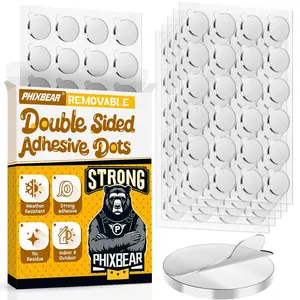 360Pcs Sided Tape Sticky Dots with Pull Tab, Removable Mounting No Trace Dots, 0.6" Clear Sticky Tack for Museum Picture Crafts & DIY