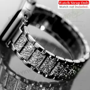 KAYKWONG'S Starry Sky Rhinestone Metal Band Smart Watch Accessories Compatible with Apple Watch 38mm to 46mm, Fashionable Luxury Design for Men and Women, Fits Iwatch Series 1 to 10, Smart Watch Straps