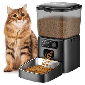 Oneisall FD-01 3.5L/12-Cup Automatic Cat Feeder, Dual-Power Timed Feeder with Stainless Steel Bowl, Up to 36 Portions & 6 Meals Per Day, Detachable Washable Design, Includes Desiccant Bag - Black