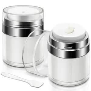 2 count Airless Pump Jar, Refillable Cream Jar Vacuum Bottle Travel Size Empty Container for Cream and Lotion (2 x 1oz)