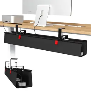 No Drill Under Desk Cable Management Tray, 36" Cord Organizer, Clamp/screw Mount, Premium Fabric, Office & Home Use