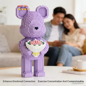 2026 New Building Block Toy, Trendy Bear Series, 47.5cm/18.7inch, 3600pcs, Ideal Gift for Boyfriend Girlfriend, Home Decor, DIY Craft