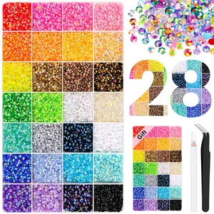 Buy 1 Get 2 Free | Buy 2Get 2 Free | 30000Pcs 3mm Flatback Resin Jelly Rhinestones Bulk Multicolor Bedazzling Gems for Nail Art Crafts Tumblers Shoes Clothing, Bedazzler Kit with Tweezers Tools