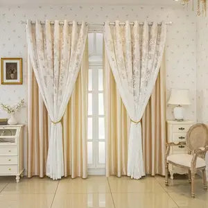 1pc French Cloth Sheer Window Curtain Set, Romantic Lace Design, Vintage Butterfly Pattern, Ideal for Bedroom & Living Room, UV Protection