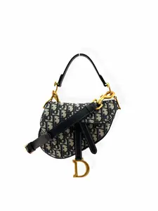 Pre-owned Dior Jacquard Crossbody Bags (2024 Model) Mini Saddle Top Handle Crossbody Bag with Strap