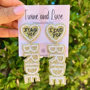 I Said Yes Bride Beaded Earrings