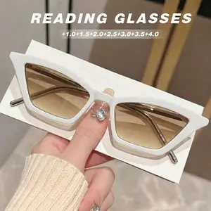 Vintage Y2K Gradient Cat Eye Reading Glasses, Millennial Triangle Frame Design, Perfect for Vacation, Street Photography, Fashion