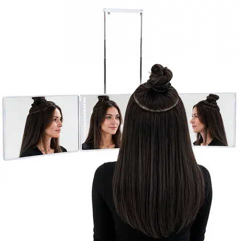 GOO GOO Trifold LED Mirror with 1500mAh Rechargeable Battery, ABS & HD Glass, Touch Dimmable Light, White & Black Trifold Design Vanity Mirror for Hair Styling, Hair Coloring, Makeup & Daily Beauty  #sohochic #TikTokShopFallDealsForYou