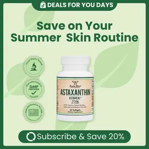 Astaxanthin | 12 mg | 60 Count | Supports antioxidant defenses, immune health, skin hydration, eye health | Double Wood Supplements