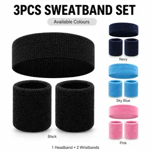 Unisex 3PCS Fitness Sweat Band Set - Absorbent Training Headband, Anti-Sweat Sports Wristbands for Running, Gym Exercise