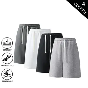 Men’s American Retro Sports Bermuda Shorts, 4-Pack – Summer Loose Fit, High Waist, Breathable, Slimming, Casual