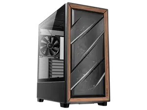 Antec FLUX Wood, 5 x PWM Fans Included, High-Airflow Front Panel With Walnut Wood, Type-C, 420mm Radiator & Back Connect Motherboard Support, Up to 9 Fans Simultaneously, Mid-Tower E-ATX PC Case