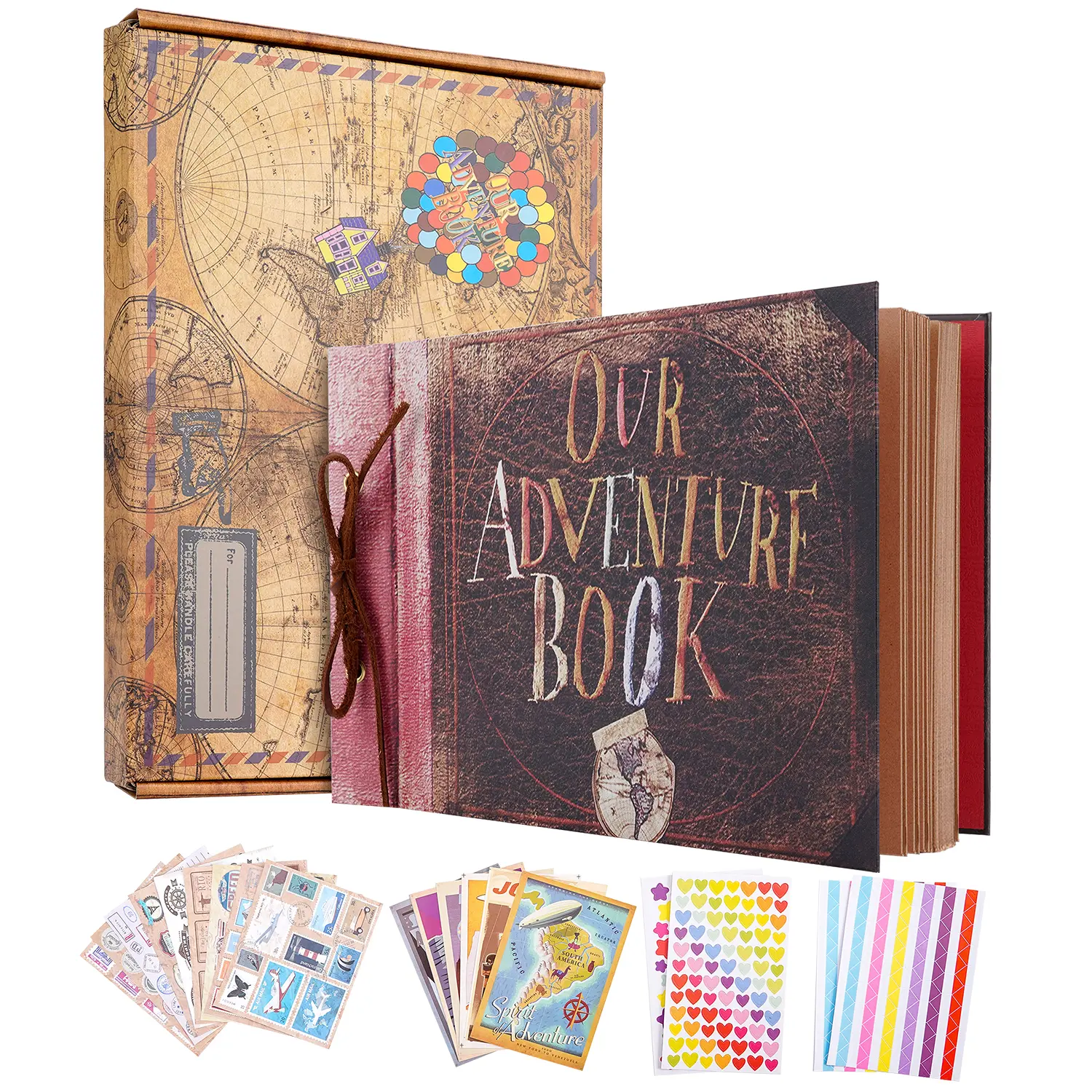 Our Adventure Book Scrapbook Handmade DIY Family Photo Album Expandable 11.6x7.5in 80 Pages With Gift Box Multiple Accessories Photocard Decoration Retro Photo Scrapbook Embossed Organizer Collection Memory easter gifts Crafts