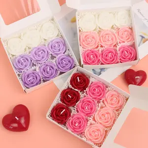 Beautifully Packaged Three-Color Flower Scented Floral Candles Set, Perfect for Valentine's Day, Thanksgiving, Ramadan, Festive Atmosphere, Gift
