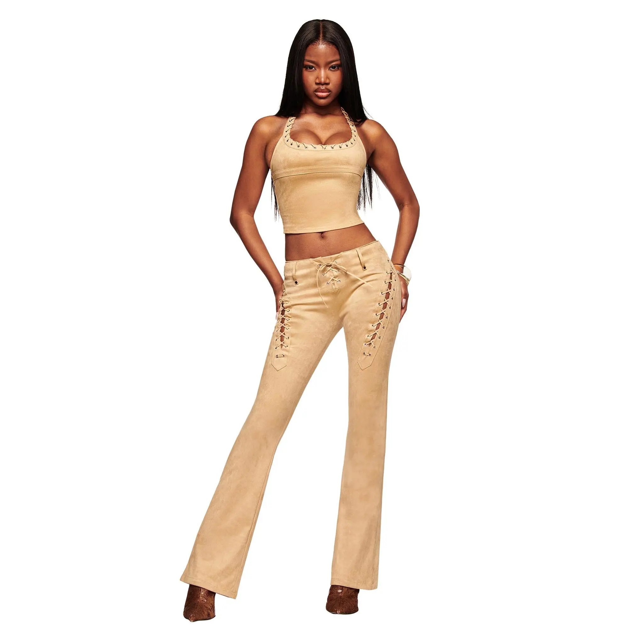 XENIA SUEDE PANT - TAN - TikTok Shop