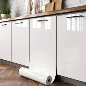 White Wallpaper, Self Adhesive Vinyl Paper, Decorative Paper for Kitchen Counter Top Cabinets Wardrobe Furniture, Home Decor