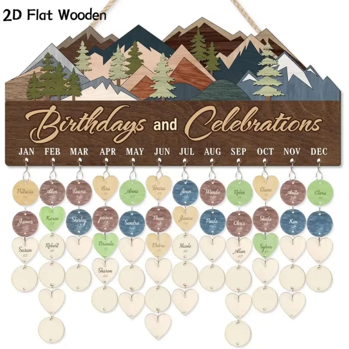 Family Birthday Reminder Calendar Board, Wooden Birthday Plaque, Personalized Tree Reminder Board, DIY Gift for Mother Grandma Friends, Wall Hanging Design, Rustic Farmhouse Design, Decor