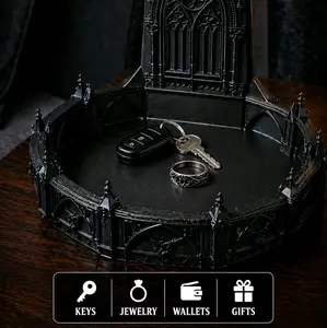 Gothic Altar Tray Dark Aesthetic Catch-All Organizer for Keys Jewelry Wallets Unique Gothic Gift Cathedral-Inspired Desk Decor