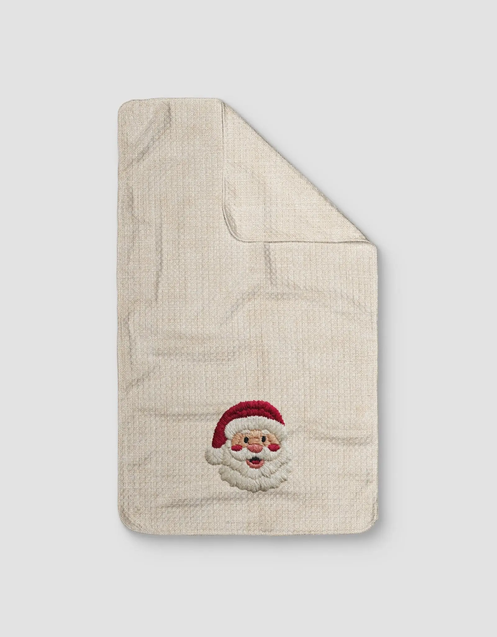 Santa Embroidery Kitchen Tea Towel - Double-Sided Print 16x28 Quick-Dry Absorbent Dish Towel