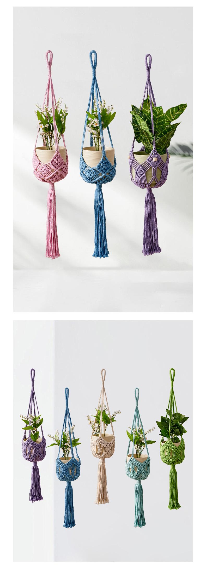 Handmade Cotton Rope Plant Hanger – Macrame Flower Pot Holder, Hanging Basket for Indoor Outdoor Plants, Modern Simple Style, Bohemian Woven Home Decor for Living Room Balcony