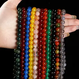 Natural Variety Agate Gemstone Beads Chalcedony Smooth Round Loose Beads For DIY Jewelry Making Desig Handmade Crafts Bracelet, Necklace, Earrings AAA Quality 15.5 Inches Long, Semi Precious Stone, Spacer beads