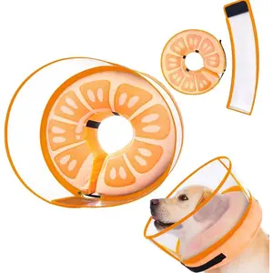 Inflatable Dog Cone Collar for Large Medium Small Dogs, Soft Dog Donut Collar Adjustable Recovery Cone for Pets After Surgery, Extra Enhanced Anti-Licking Guard Shield for Pets (X-Large, Orange)