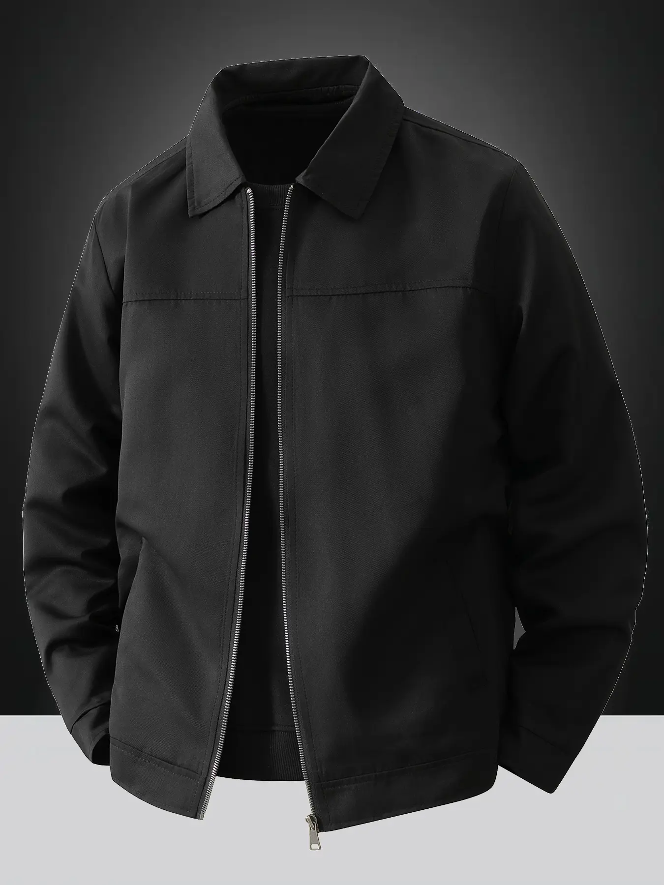 Men's Lightweight Jacket, Casual Office Outerwear, Plain Color, Zip Closure, Collar Design, Polyester, Spring Fall