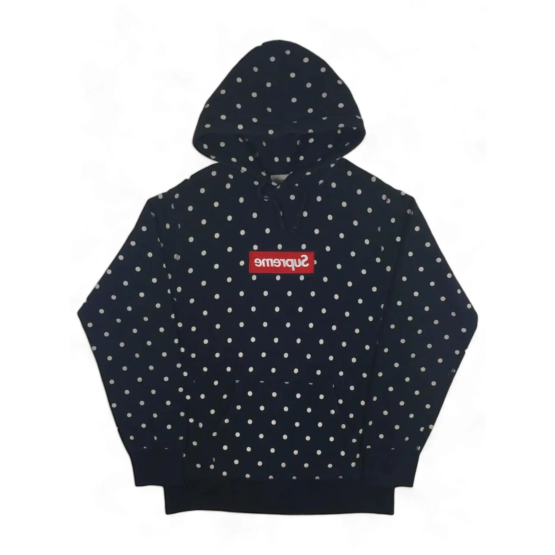 Supreme x Comme des Garçons SHIRT Polka Dot Box Logo Hooded Sweatshirt Navy