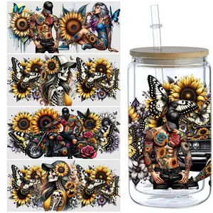 5Sheets Punk UV DTF Transfer Stickers, Waterproof Decals for 16oz Glass Cups, DIY Customizable Design, Perfect for Personalized Gifts & Decorations