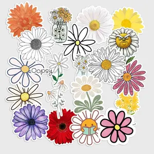 Sticker Pack 20 pcs Daisy Flower Vinyl Stickers, Simple Floral Waterproof Decals