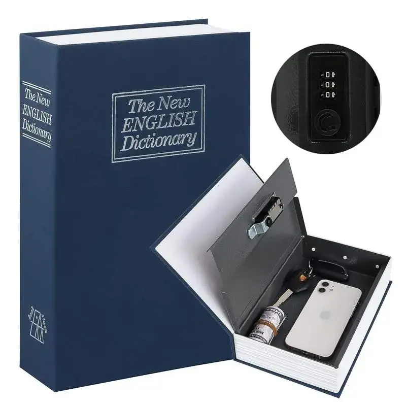 Realistic Simulation Dictionary Diversion Book Safe, 3-Digit Combination Lock Hidden Security Safe, Portable Secret Storage Lock Box for Hiding Valuables, Home Office Anti-Theft Safe