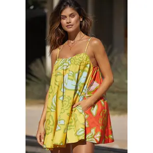 Women's Spaghetti Strap Dress, Double-sided Print, Boho Summer Casual Cool Dress For Vacation
