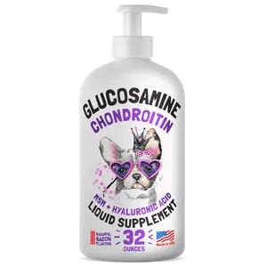 Liquid Glucosamine for Dogs Hip & Joint Support with Chondroitin MSM Hyaluronic Acid Bacon Flavor Mobility Supplement for Senior All Breeds 32 oz