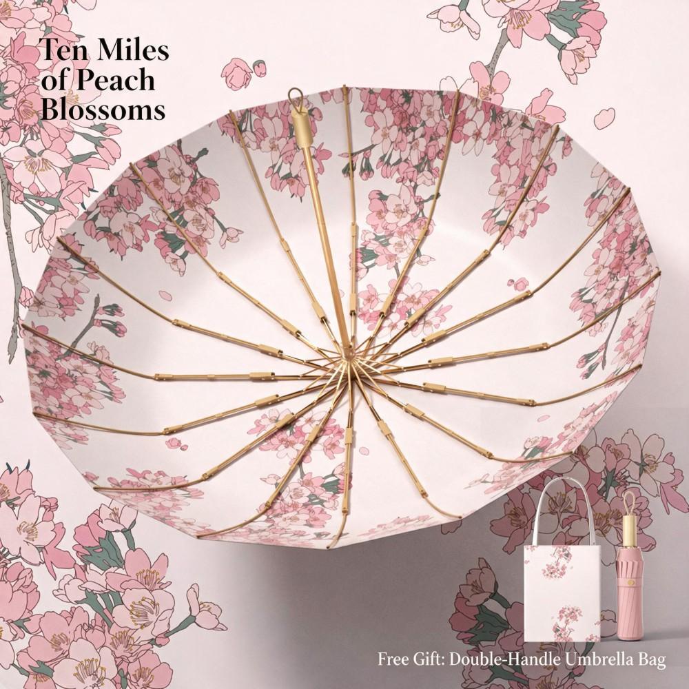 High aesthetic value, light luxury, 16 bone retro oil painting umbrella, thick and durable folding umbrella, color glue sun protection, sunshade umbrella, UV protection
