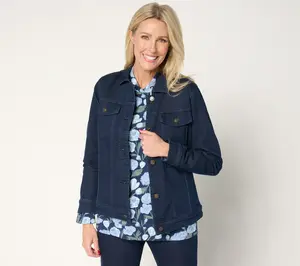 Denim & Co. Printed or Solid Comfy Knit Denim Jacket